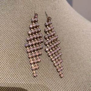 Light pink/blush rhinestone and gold earrings